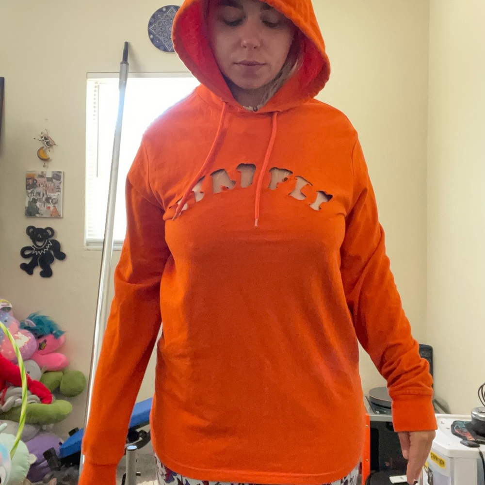 Orange Hoodie with Cutout Design